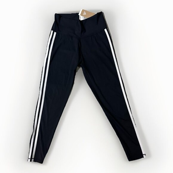 adidas Pants - NWT Adidas Tights Women’s Medium Black White 3 Stripe 7/8 Training 3/4 Length